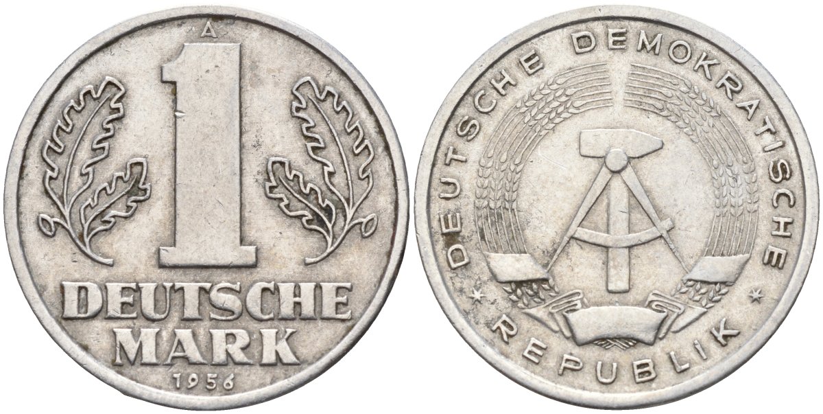 ГДР 1 марка 1956 A KM 13 алюминий 4143-816