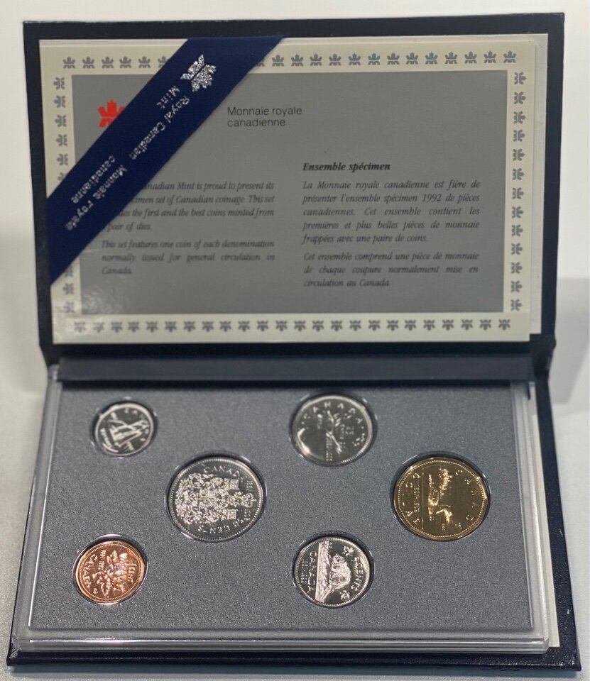 Канада набор из 6 монет 1992 в оригинальной коробке, с сертификатом подлинности, 125 лет Конфедерации Канада (1, 5, 10, 25, 50 центов и 1 доллар) KM 204, 205, 206, 207, 208, 209 бронза, медно-никель, никель, никель плакированная бронзой UNC 7-5-5-31