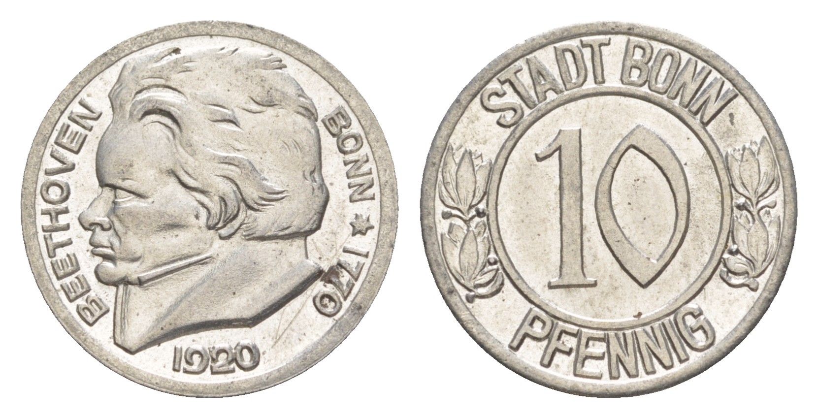 Бонн 10 пфеннигов 1920 Funck 51.1A, Men05 3220.1, Men18 4134.1 железо aUNC 3459-135