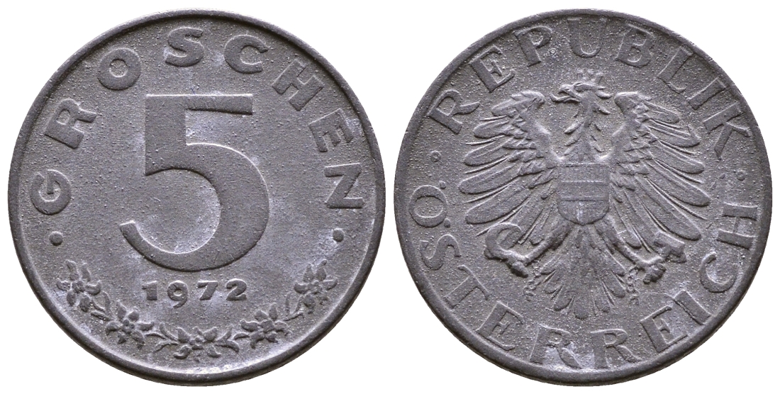 АВСТРИЯ 5 ГРОШЕЙ 1972 КМ 2875 цинк 4379-766