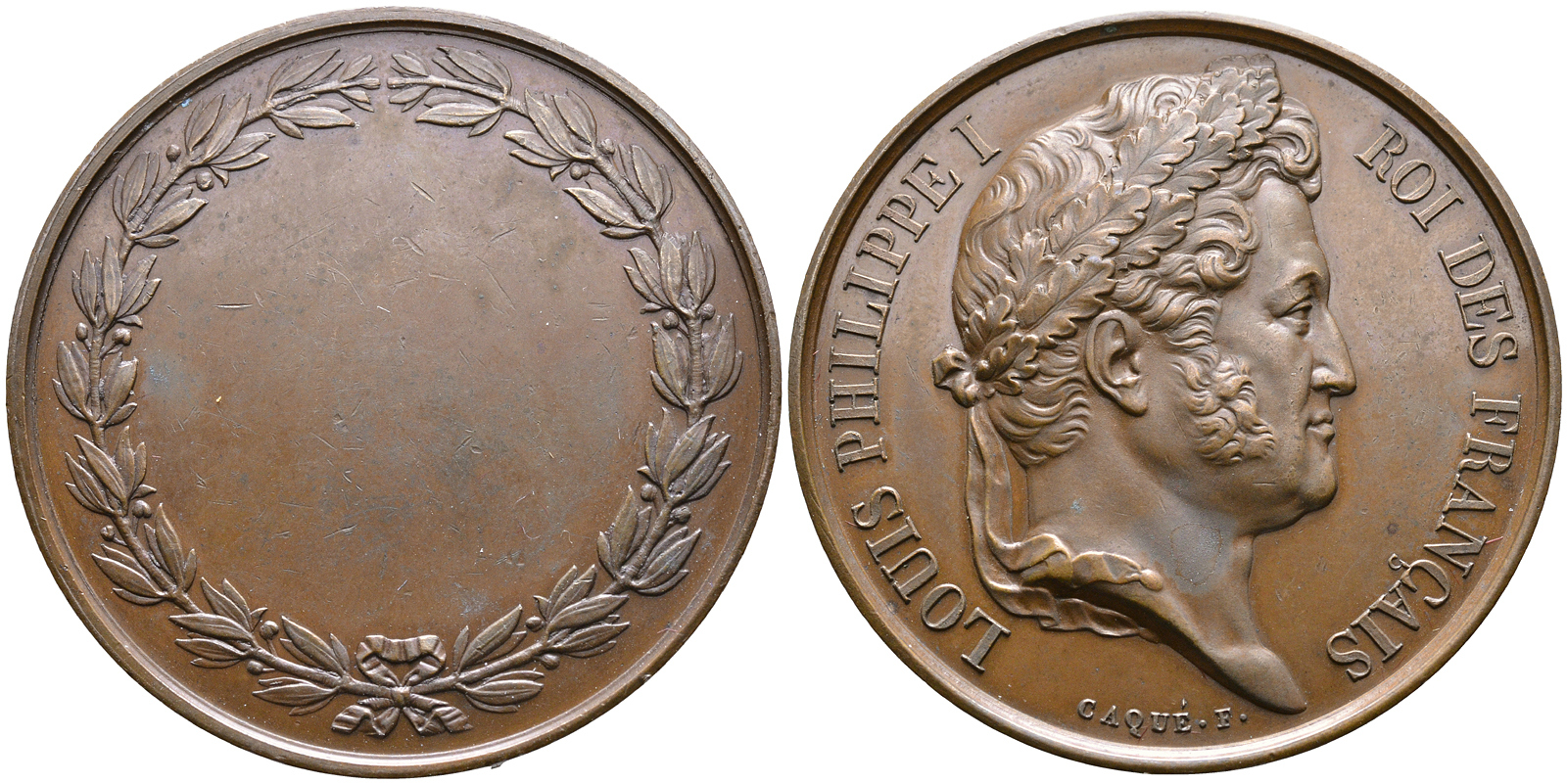 ФРАНЦИЯ МЕДАЛЬ ND ЛУИ ФИЛИПП I, КОРОЛЬ ФРАНЦУЗОВ (1830-1848), диаметр 41 мм., вес 40,02 гр. бронза 01-107-12