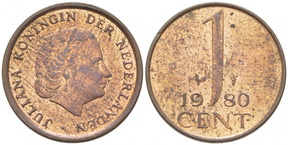 Нидерланды 1 цент 1980 Юлиана (1949-1980) KM 180 бронза 3457-1042