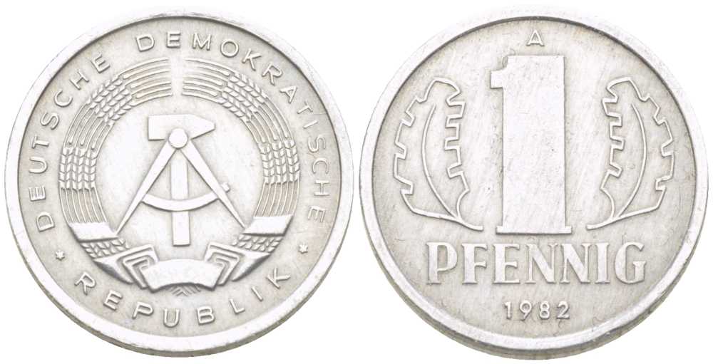ГДР 1 ПФЕННИГ 1982 А KM 8.2 алюминий 206-1134