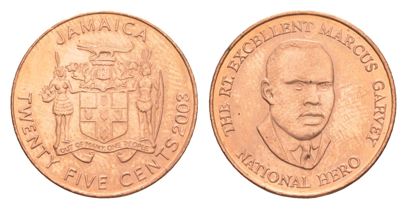 Ямайка 25 центов 2003 KM 167 сталь плакированная медью UNC 4643-125