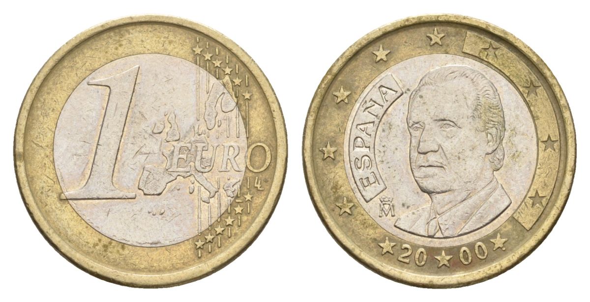 Испания 1 евро 2000 Хуан Карлос I KM 1046 биметалл 4629-356