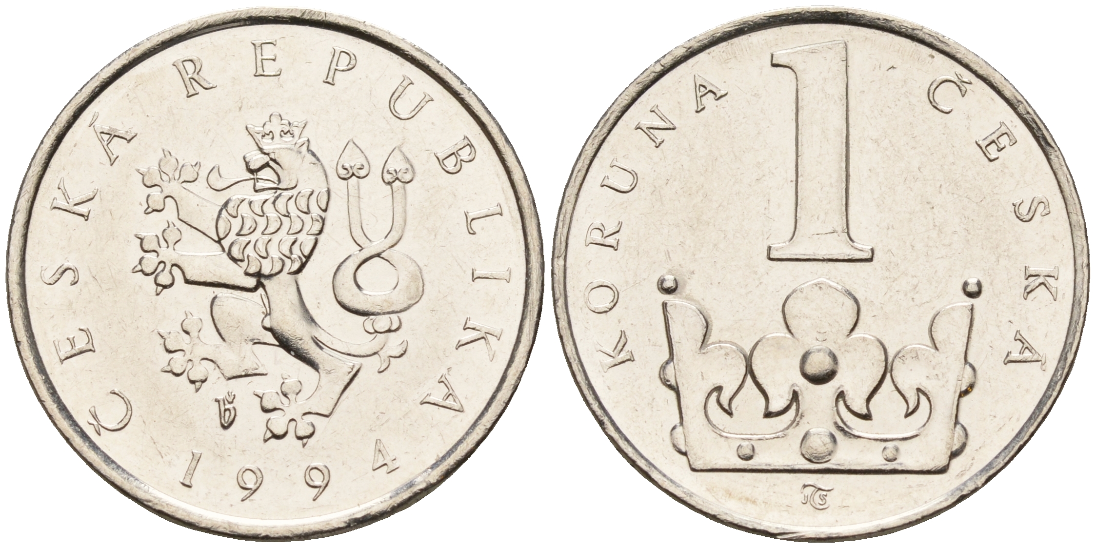 Чехия 1 крона 1994  KM 7 сталь плакированная никелем    4596-264