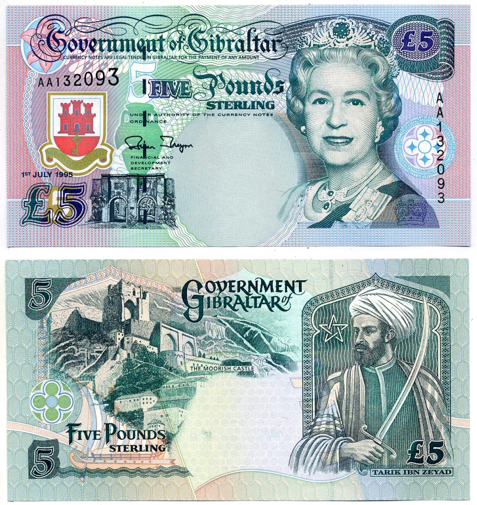 Гибралтар 5 фунтов 1995 1 июля 1995 Pick 25а бумага UNC (пресс) 000-00-00