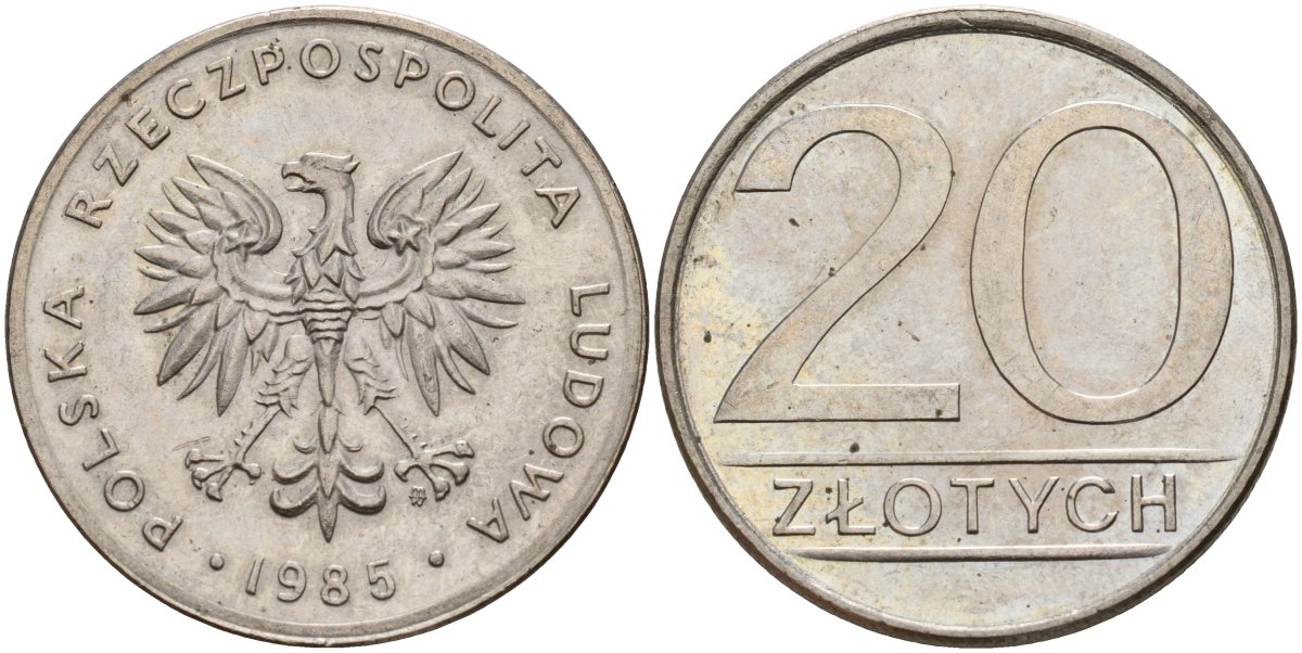 Польша 20 злотых 1985 MW Y 153.1 медно-никель 4187-633