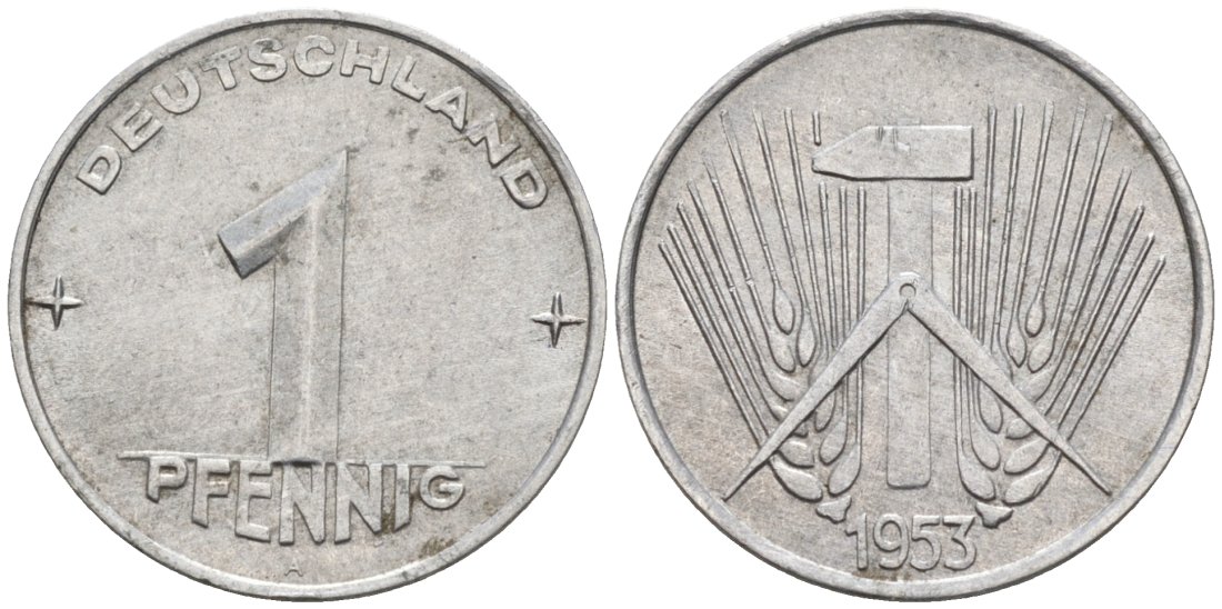 ГДР 1 пфенниг 1953 А KM 5 алюминий 4564-1012