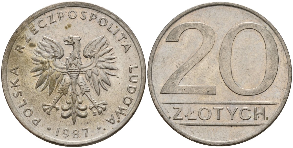 Польша 20 злотых 1987 MW Y 153.1 медно-никель 4187-717