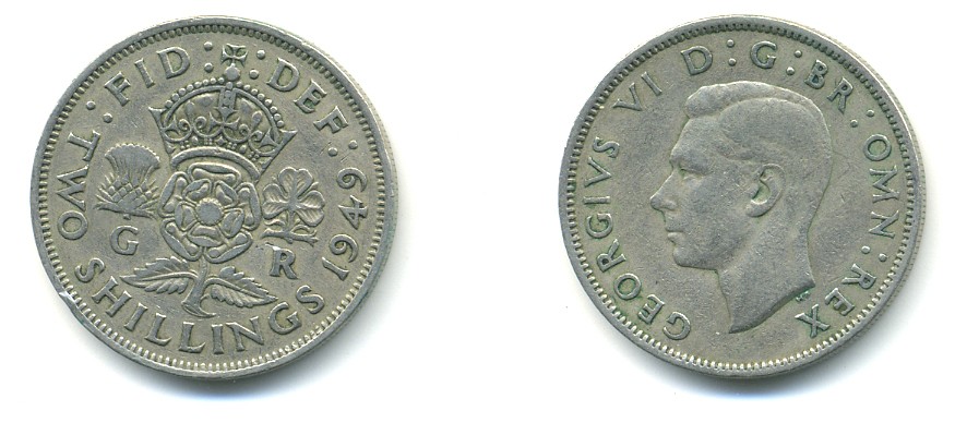 Великобритания 2 шиллинга (флорин) 1949 Георг VI (1936-1952) KM 878, Spink 4107 медно-никель 80-134