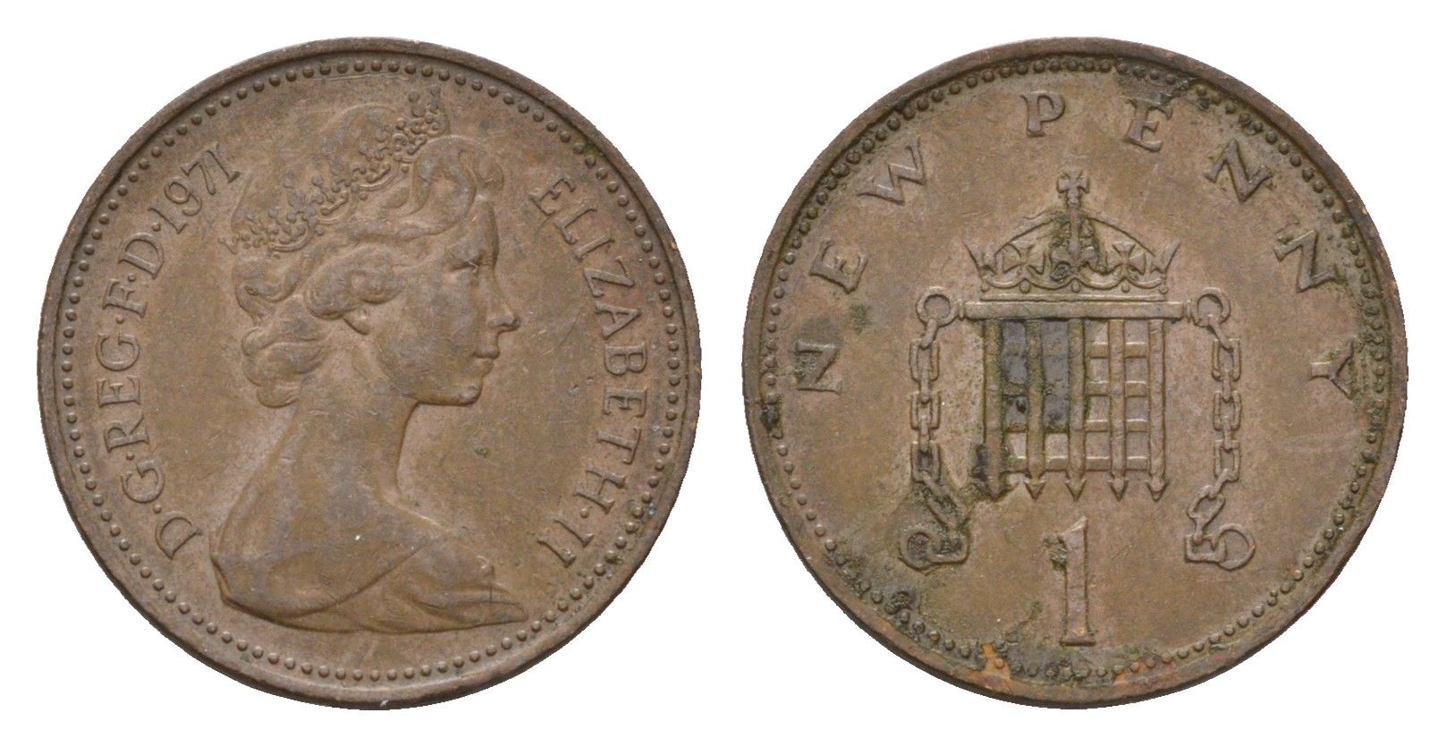 Великобритания 1 пенни 1971 Елизавета II (1952-2022) KM 915, Spink 4237 (B1) бронза 4674-426