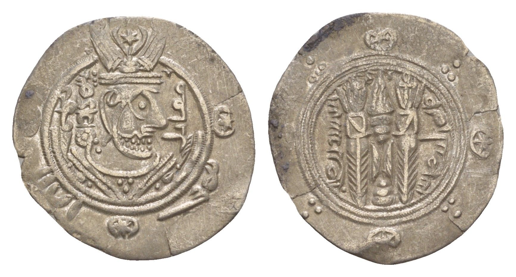 Табаристан 1/2 драхмы (подражание Сасанидской драхмы) 788-793 AH 172-176, Мукатиль серебро 1515-2022