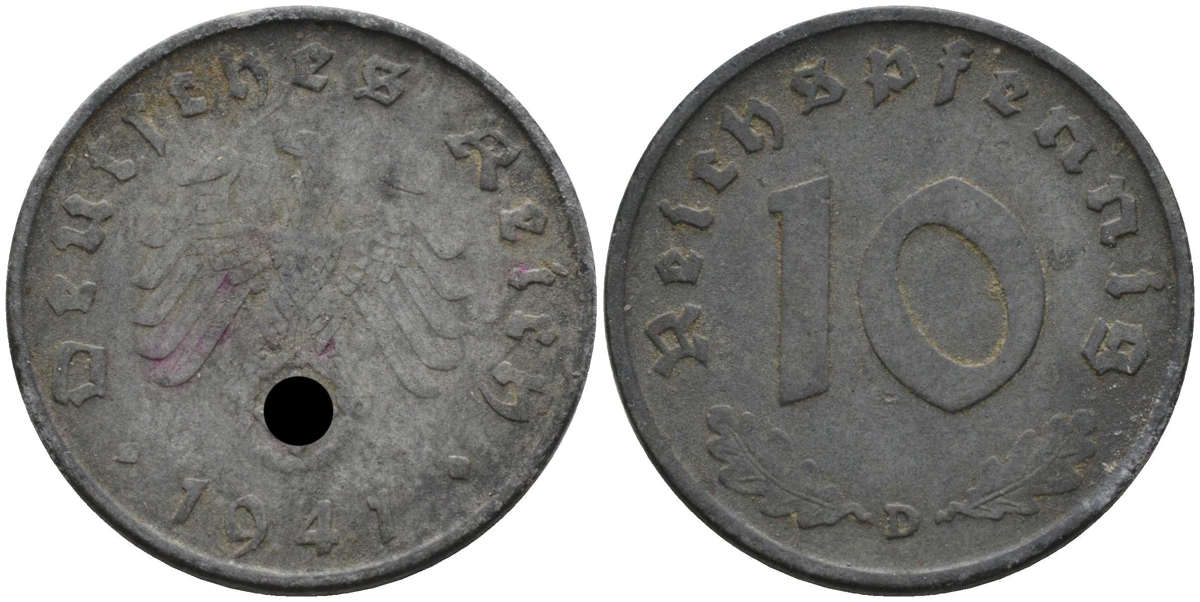 Германия 10 рейхспфеннигов 1941 D KM 101, J. 371 цинк 4116-557