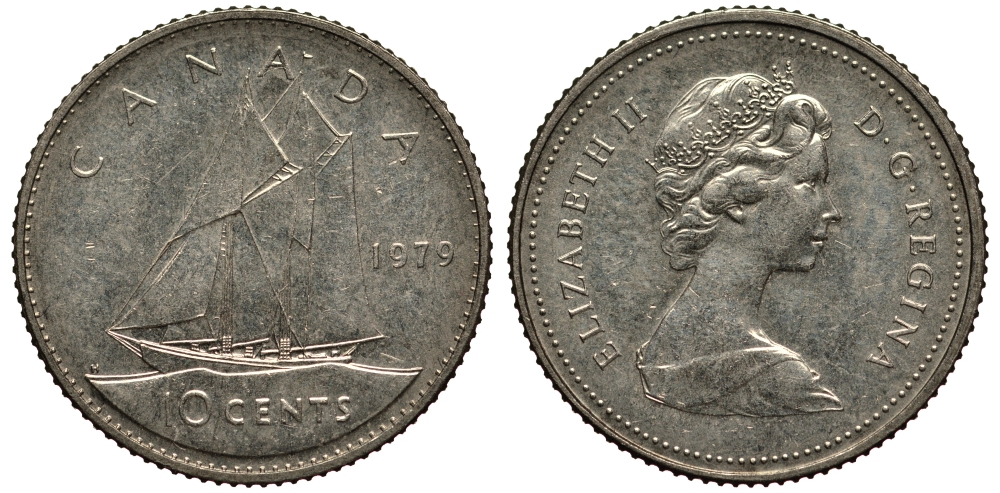Канада 10 центов 1979 Елизавета II (1952-2022), парусник KM 77.2 никель 4181-336