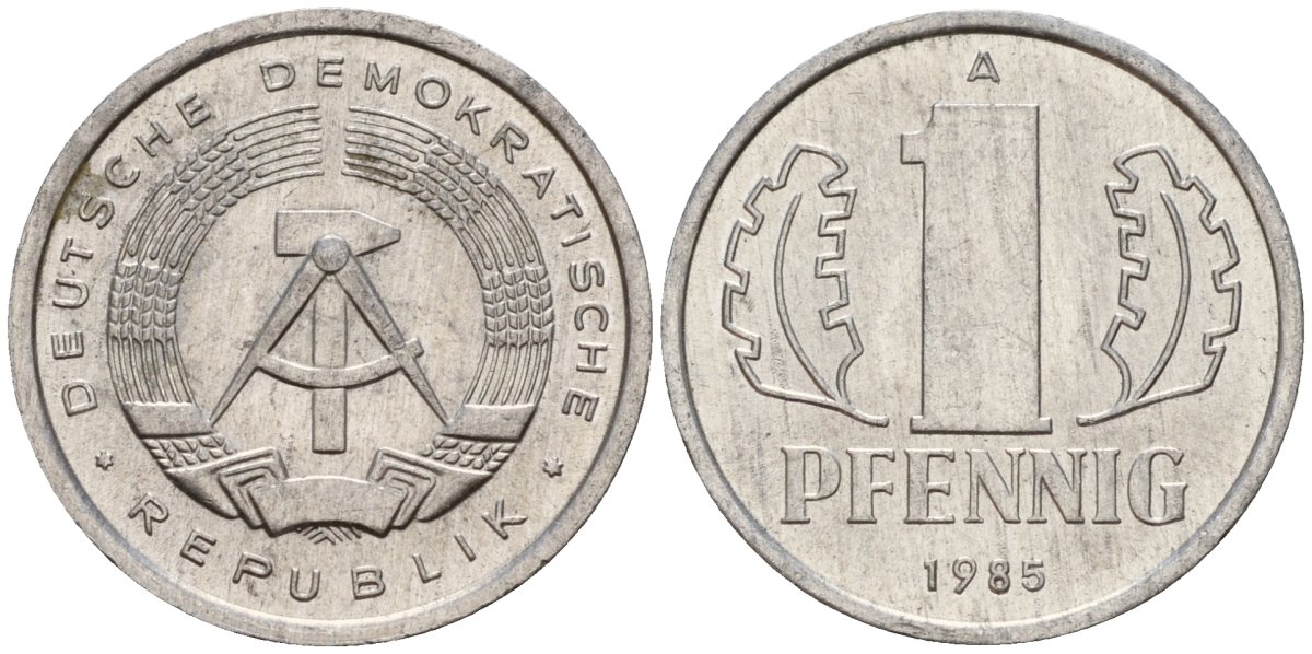 ГДР 1 пфенниг 1985 A KM 8.2 алюминий 192-424