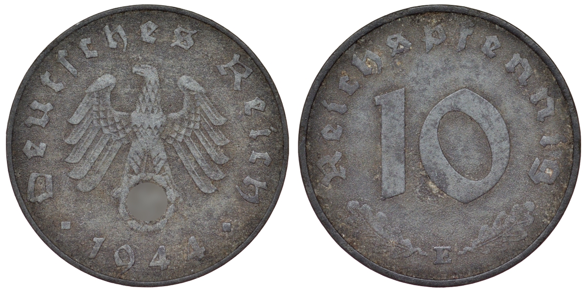 Германия 10 рейхспфеннигов 1944 E KM 101, J. 371 цинк 4121-1051