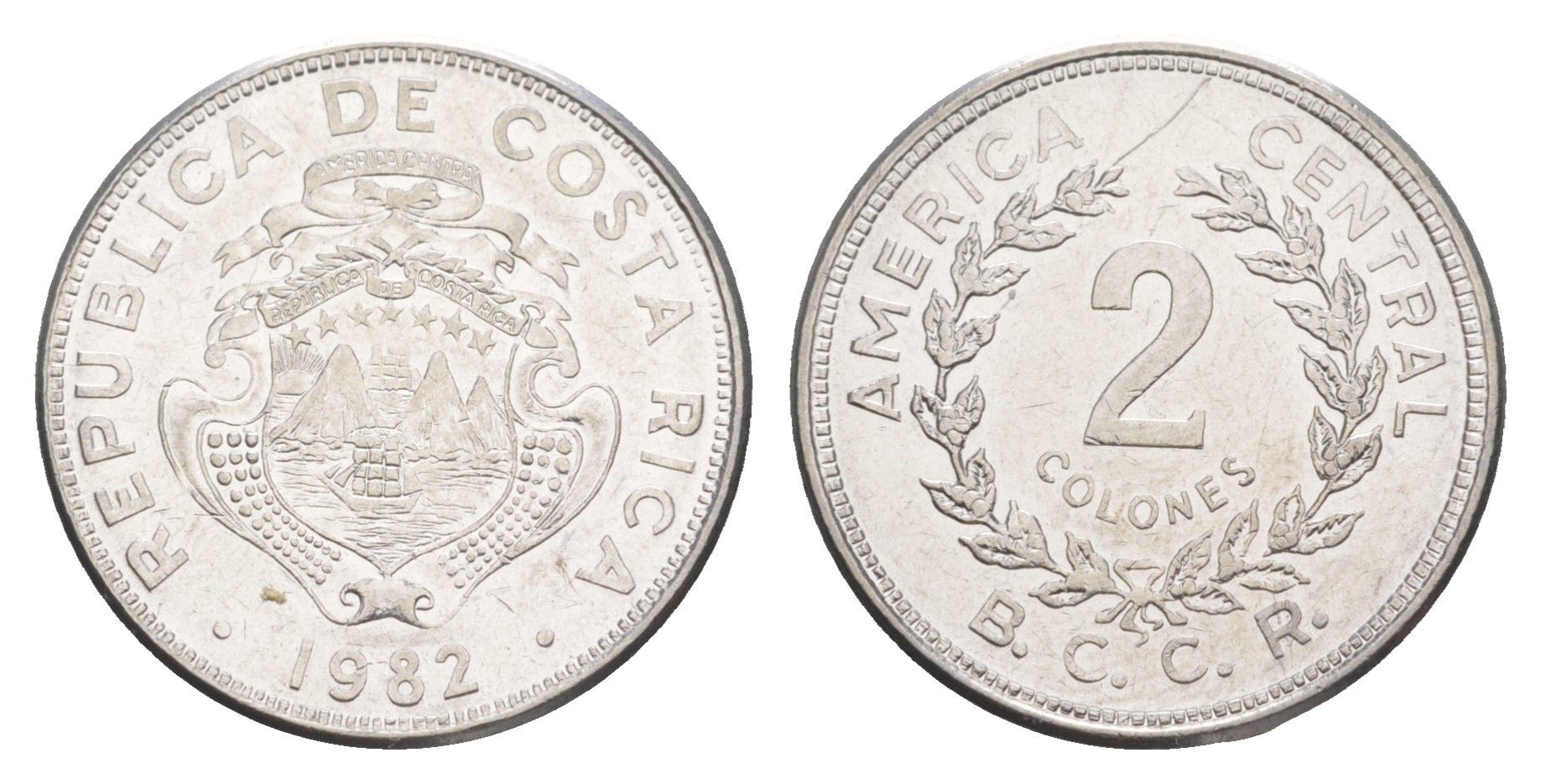 Коста-Рика 2 колона 1982 KM 211.1 нержавеющая сталь UNC 4642-846