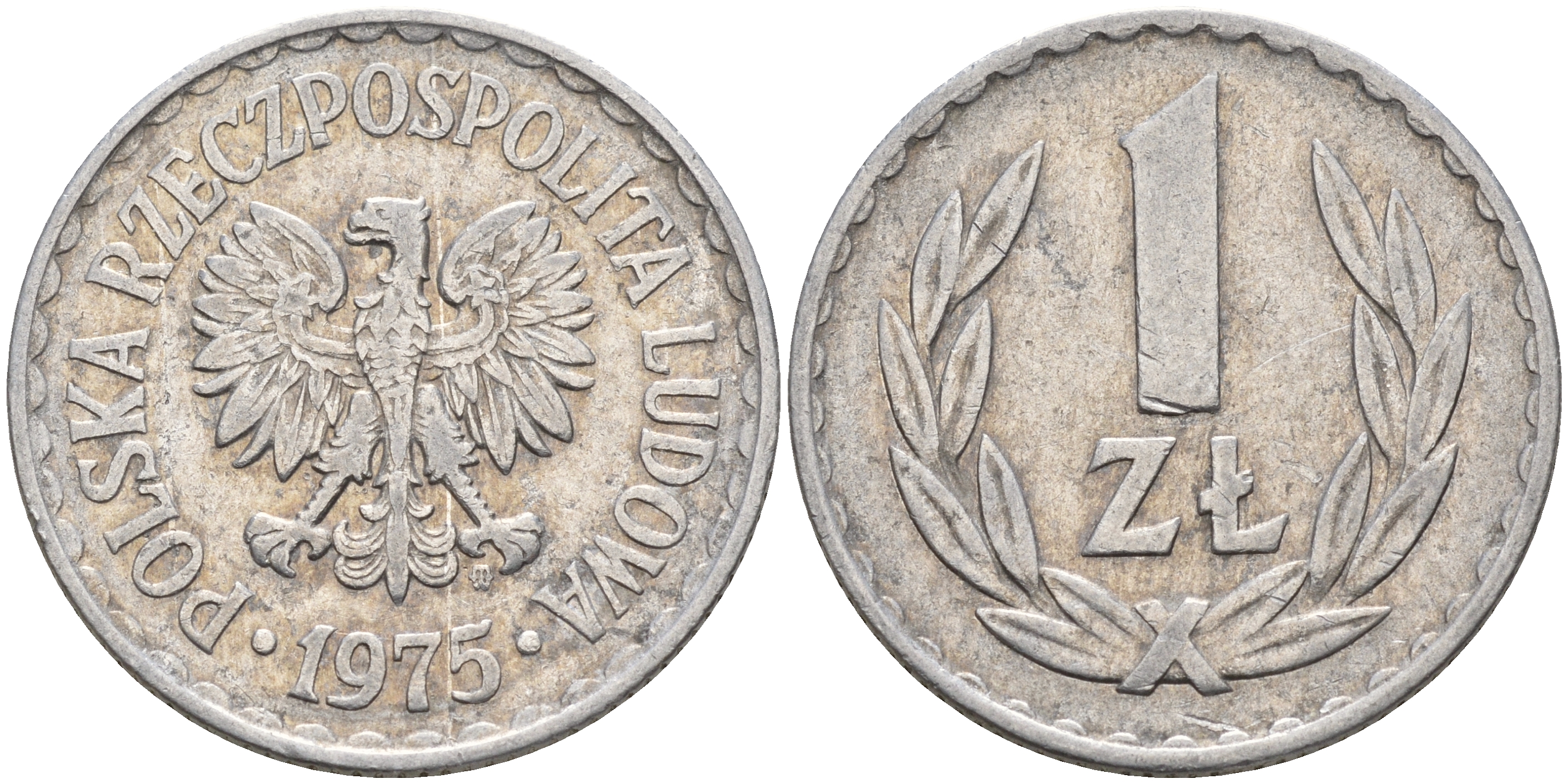 Польша 1 злотый 1975 MW KM 49.1 алюминий    4161-157