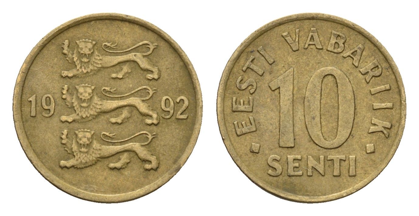 Эстония 10 сентов 1992 KM 22 латунь 4696-129