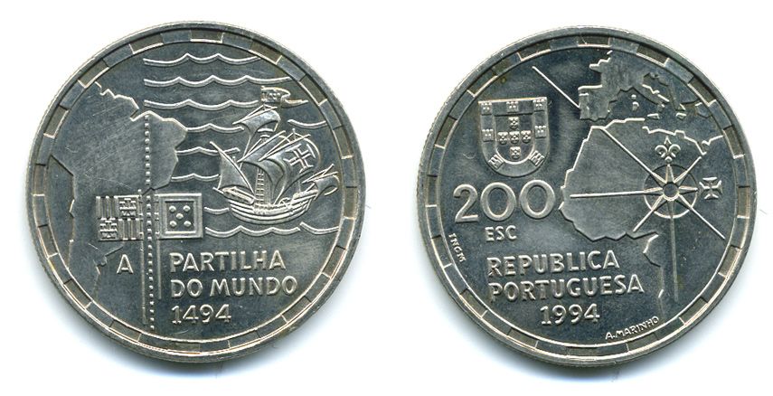 ПОРТУГАЛИЯ 200 ЭСКУДО 1994 РАЗДЕЛ МИРА KM 672 медно-никель UNC 58-634