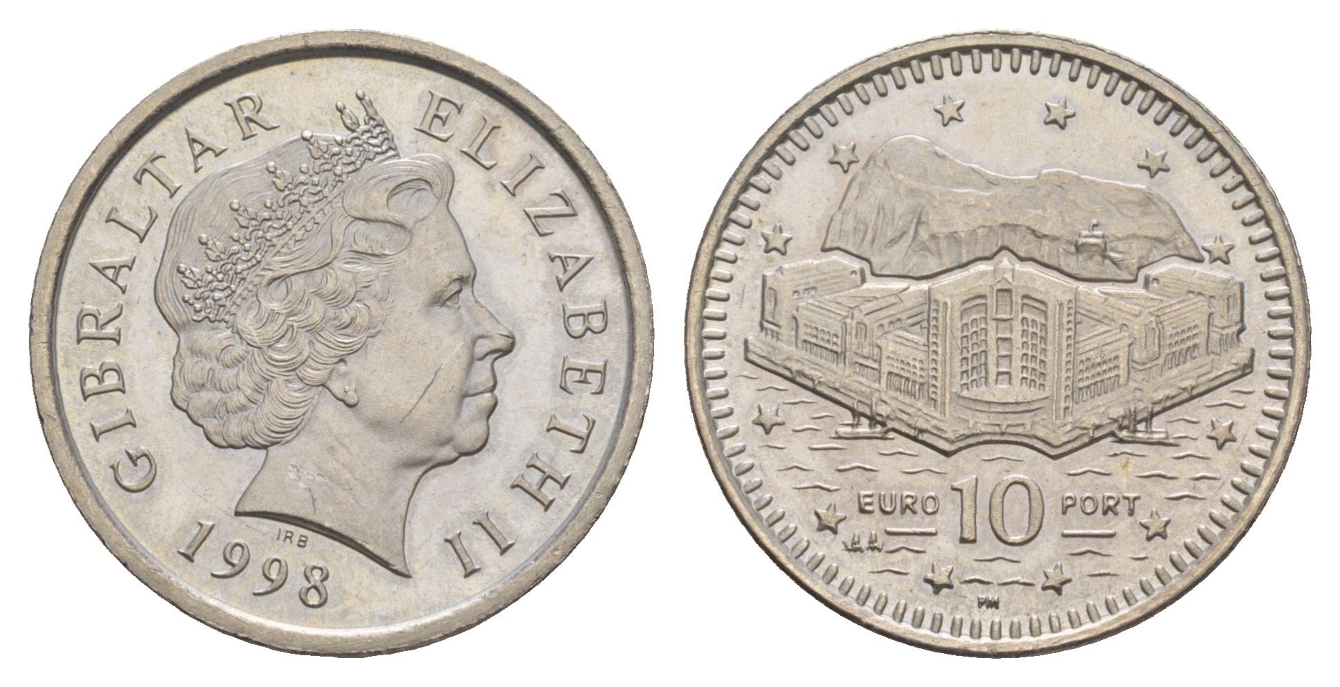 Гибралтар 10 пенсов 1998 KM 776 медно-никель UNC 4660-111