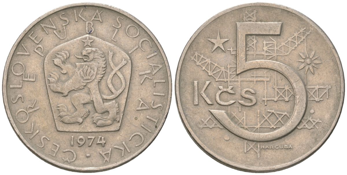 Чехословакия 5 крон 1974 KM 60 медно-никель 4586-751