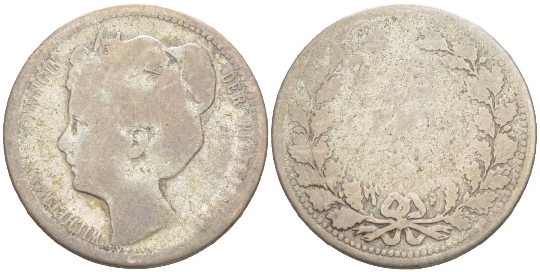 Нидерланды 25 центов 1901 Вильгельмина (1890-1948) KM 120.2 серебро 4548-843