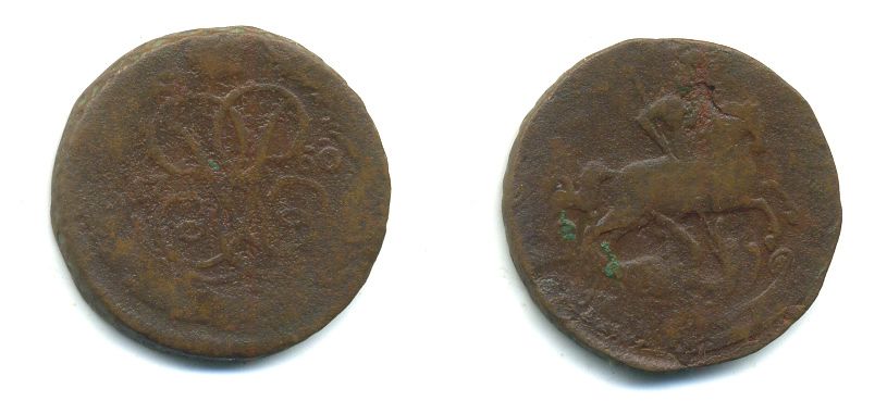 РОССИЯ 1 КОПЕЙКА 1760 медь 61-834