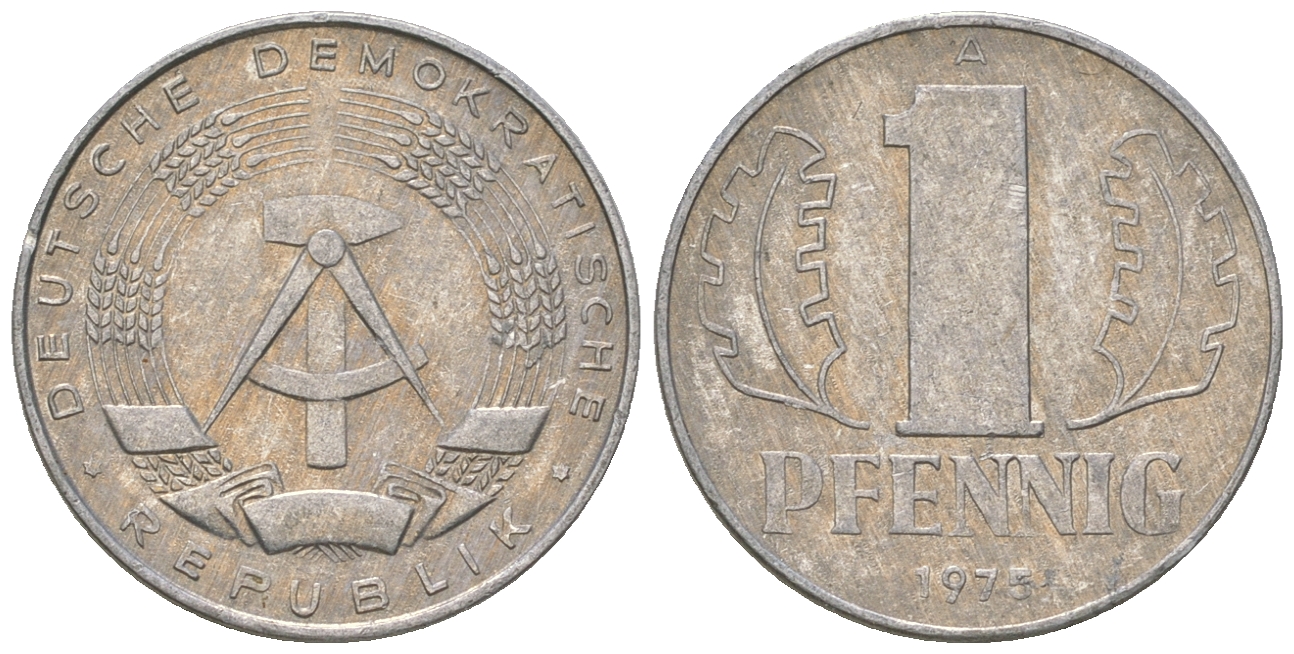 ГДР 1 пфенниг 1975 А KM 8.1 алюминий 4651-1145