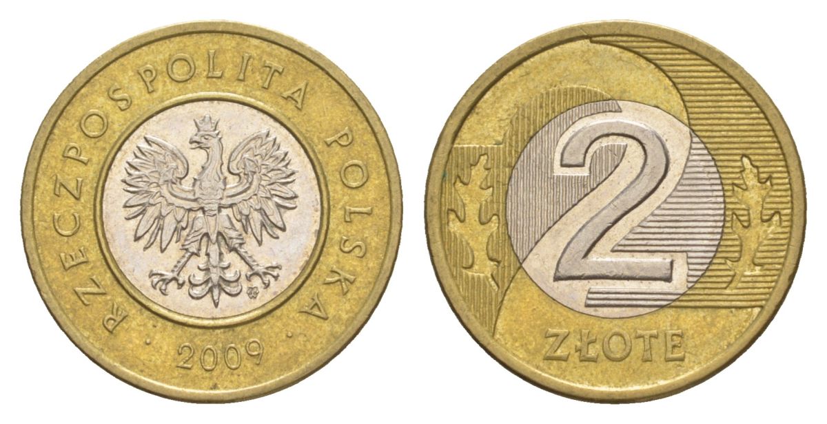 Польша 2 злотых 2009 Y 283 биметалл 4633-117
