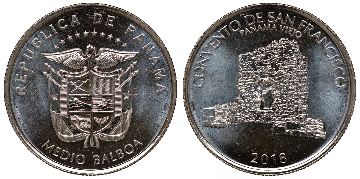 Панама 1/2 бальбоа 2018 монастырь Сан-Франциско KM NEW медно-никель UNC M52-08