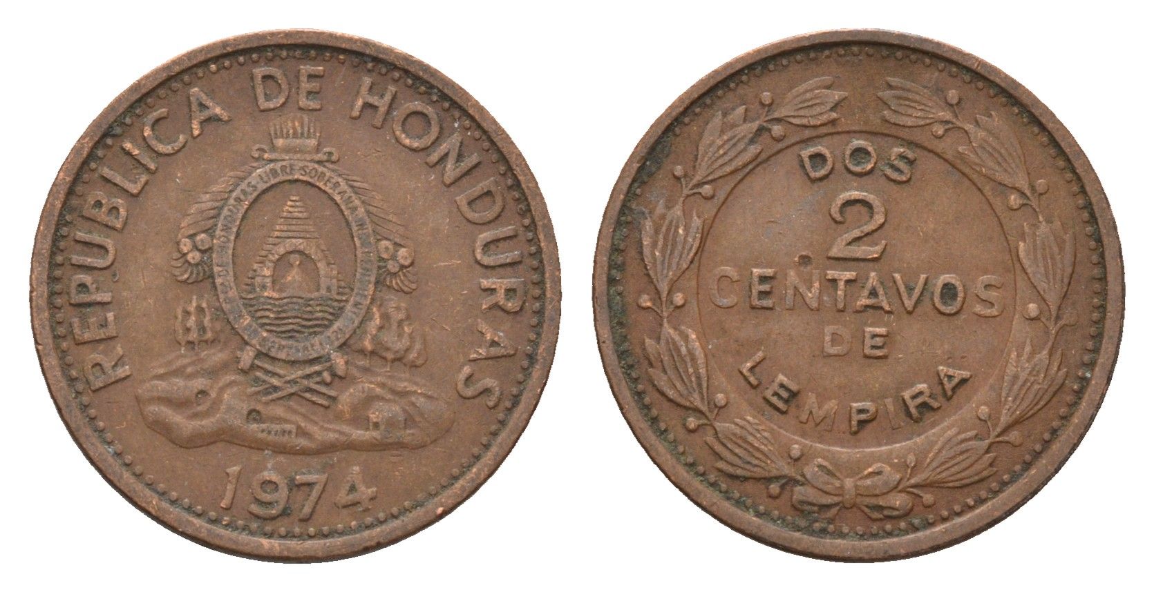Гондурас 2 сентаво 1974 KM 78a сталь плакированная медью 4674-963