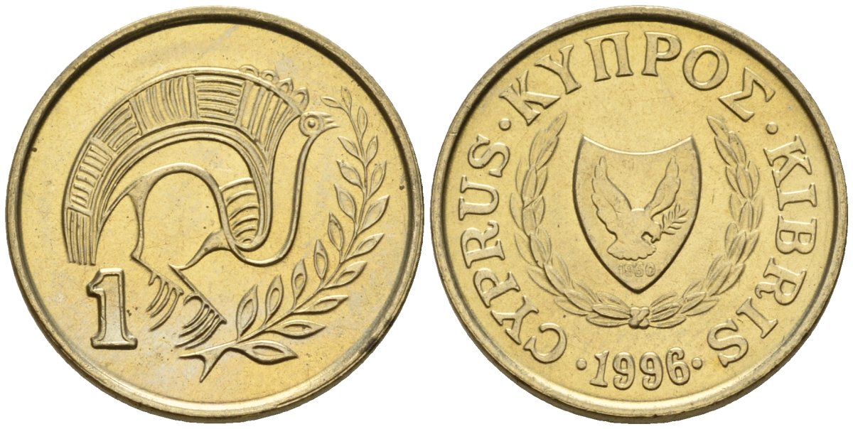Кипр 1 цент 1996 KM 53.3 никель латунь 4174-1169