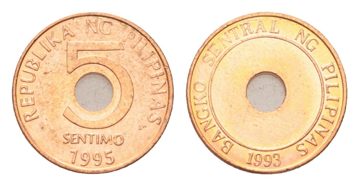 Филиппины 5 сентимо 1995 KM 268 сталь плакированная медью UNC 4705-751