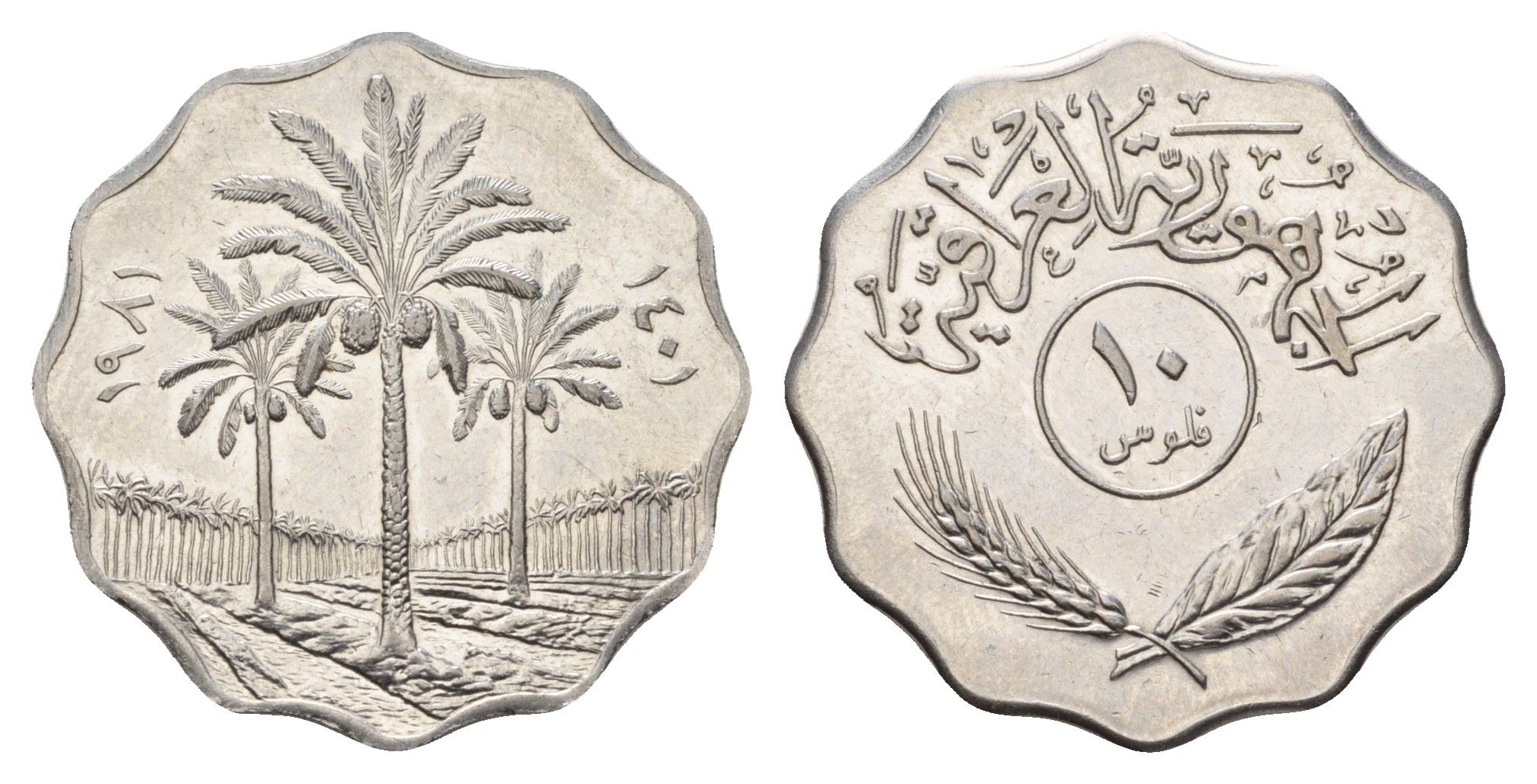 Ирак 10 филсов 1981 год-тип KM 126b нержавеющая сталь UNC 4118-657