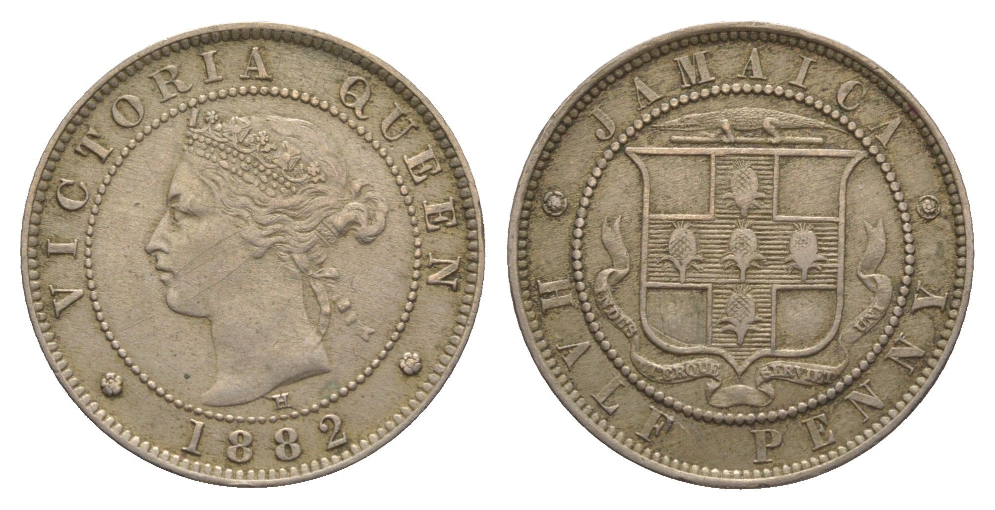 Ямайка 1/2 пенни 1882 H, Виктория (1837-1901) KM 16 медно-никель 1529-1241
