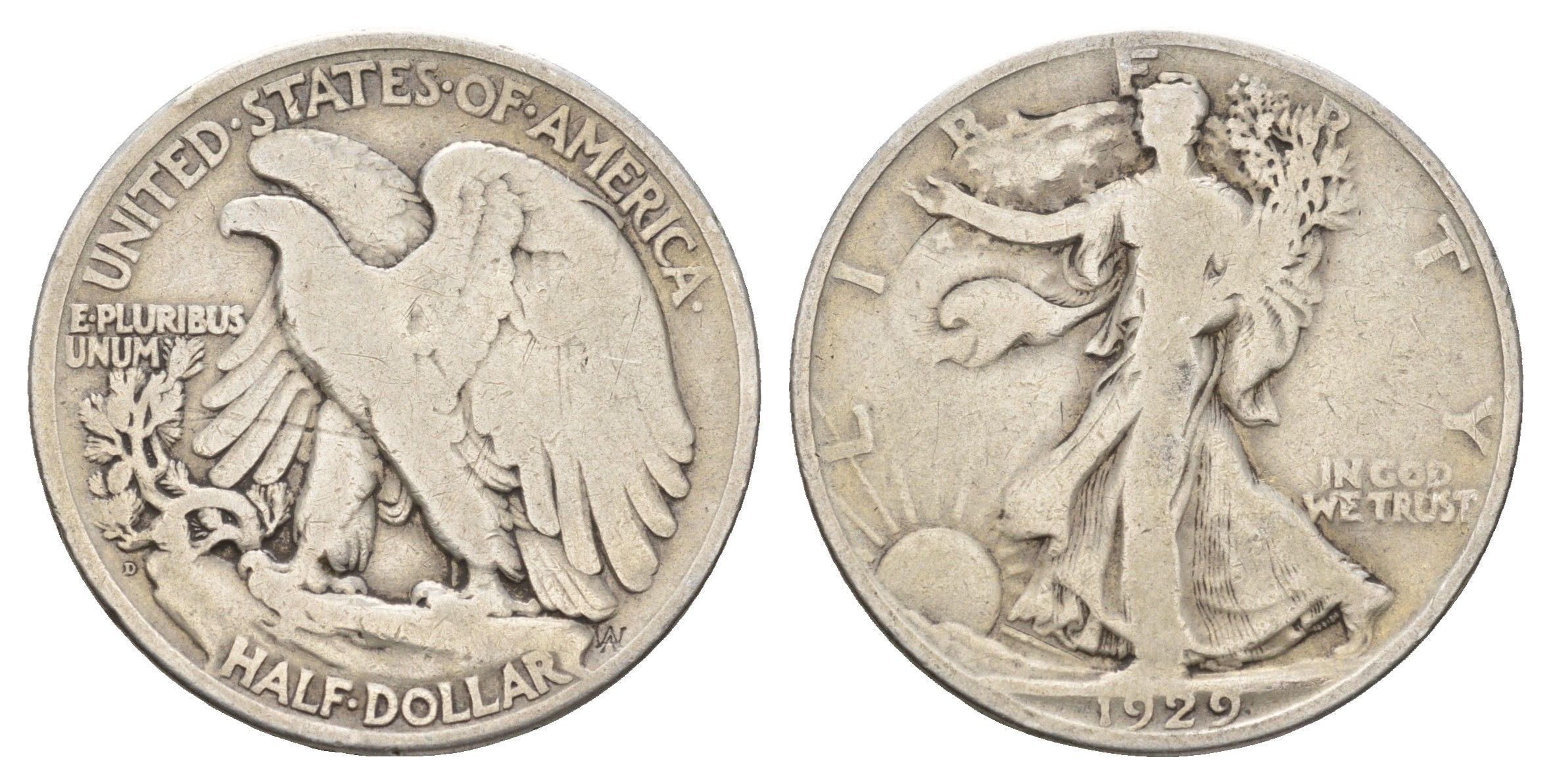 США 1/2 доллара (50 центов) 1929 D KM 142 серебро 4127-2043