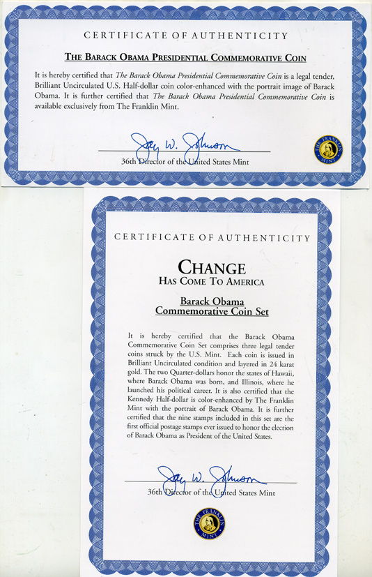 США набор из 3 монет 2003 1/2 доллара ( 50 центов ) Барак Обама, квотер Иллиноис, квотер Гавайи. В оригинальном буклете, позолота, цветная эмаль , сертификат, ограниченый выпуск медно-никель UNC 4-3-1-05