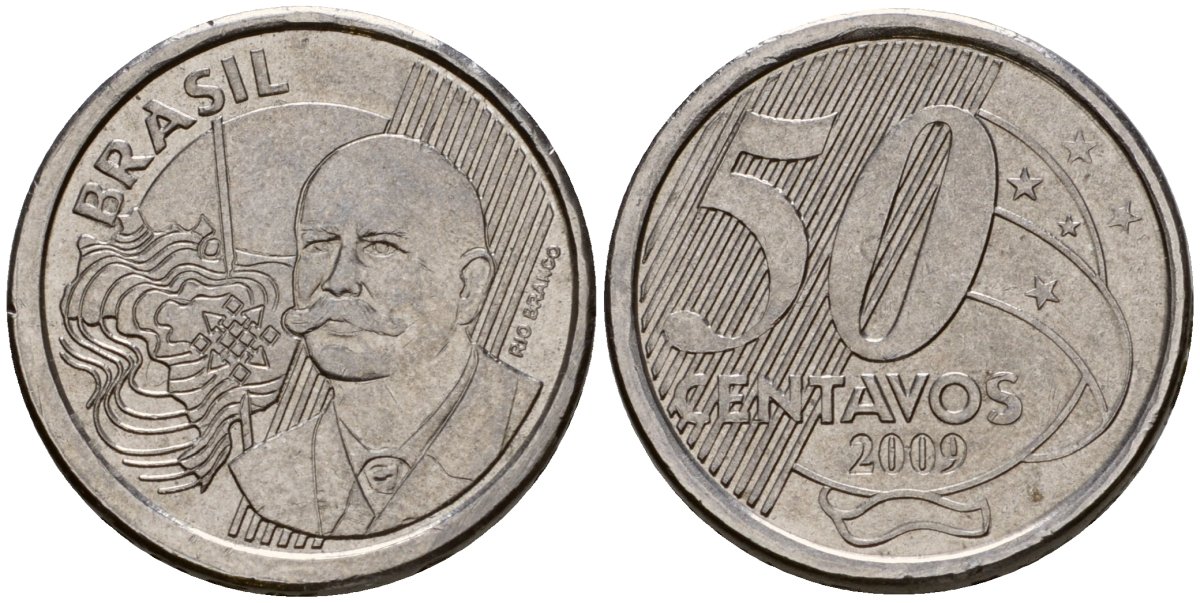 Бразилия 50 сентаво 2009 KM 651a нержавеющая сталь 216-1215