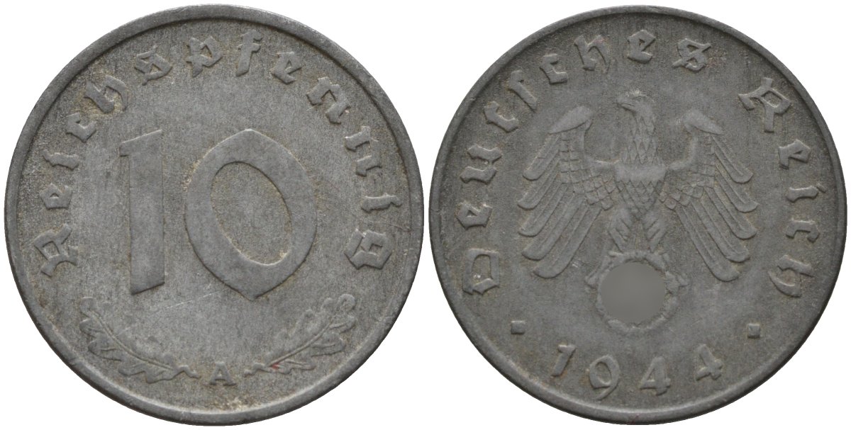Германия 10 рейхспфеннигов 1944 A KM 101, J.371 цинк 4151-259