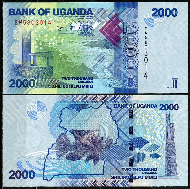 Уганда 2000 шиллингов 2024 рыба Pick 50  бумага  UNC (пресс) 446-70-3