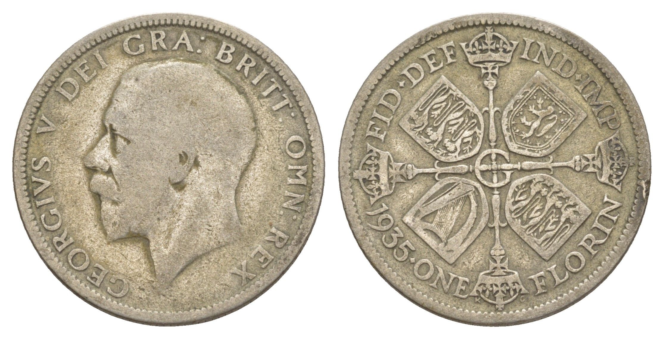 Великобритания 1 флорин 1935 Георг V (1910-1936) KM 834, Spink 4038 серебро 4642-443