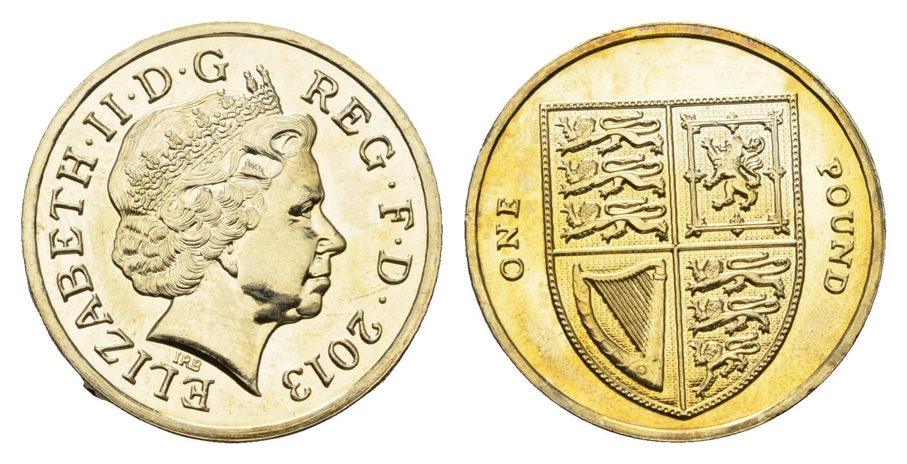 Великобритания 1 фунт 2013 Елизавета II (1952-2022) KM 1113 никель латунь UNC 4691-841