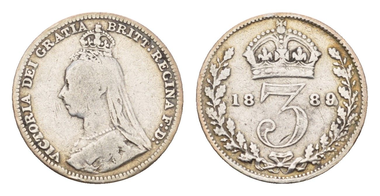 Великобритания 3 пенса 1889 Виктория (1837-1901) KM 758, Spink 3932 серебро 4174-1028