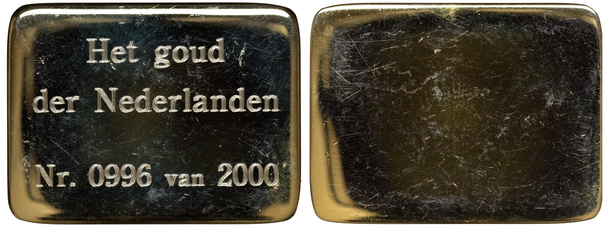 Нидерланды нидерландское золото' ND сувенирный слиток, 0996 из 2000 желтый металл 4125-324