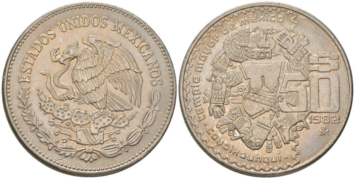 Мексика 50 песо 1982 M KM 490 медно-никель 4607-445