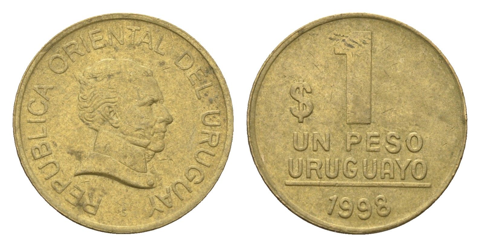 Уругвай 1 песо 1998 KM 103.2 алюминиевая бронза 4664-368