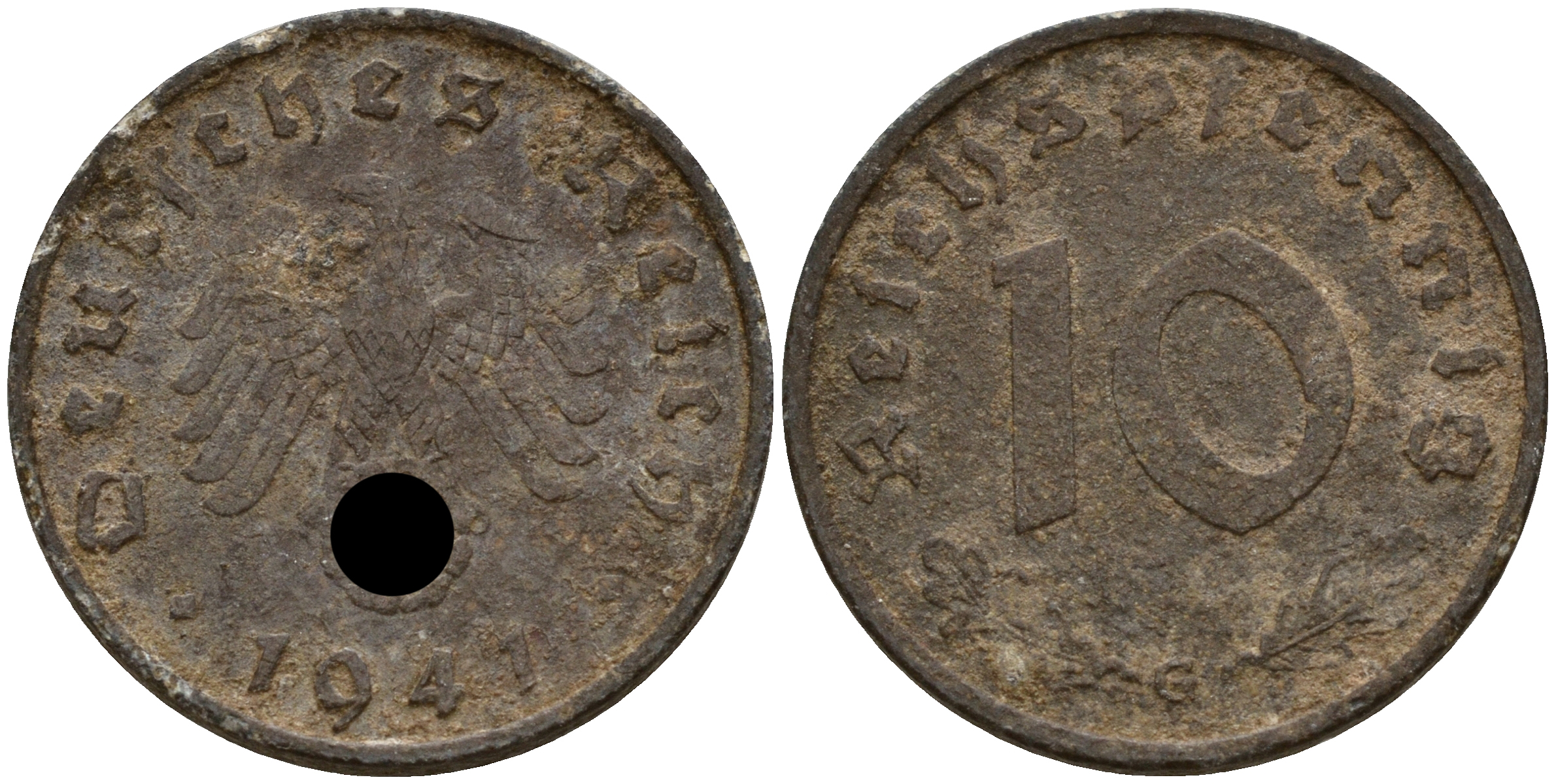 Германия 10 рейхспфеннигов 1941 G J. 371, KM 101 цинк    4603-827