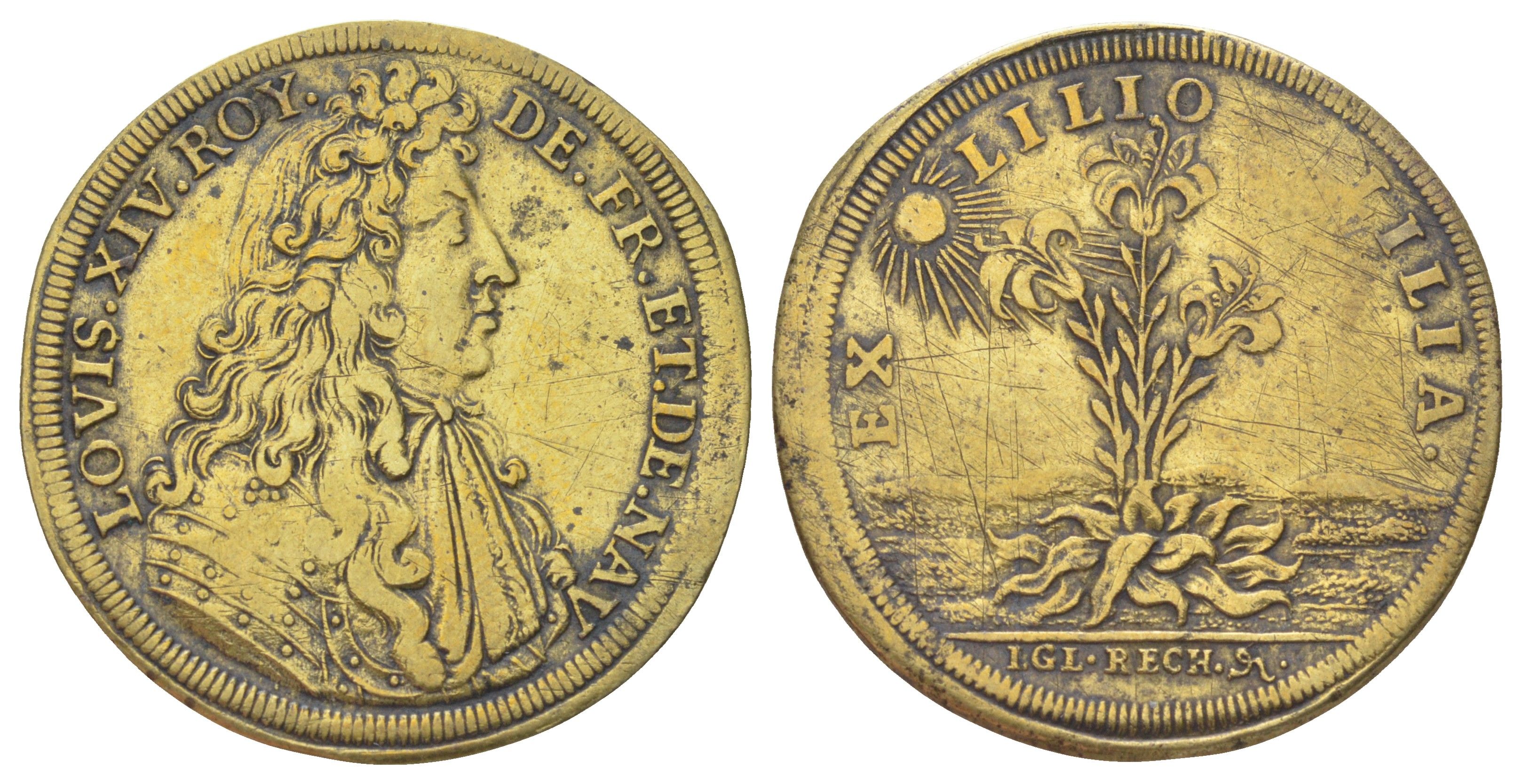 Нюрнберг счетный жетон Людовик XIV 1682 диаметр 28 мм, вес 3,9 гр латунь 1531-735